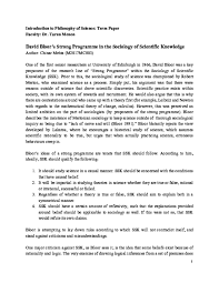 PDF) David Bloor's Strong Programme in the Sociology of Scientific Knowledge