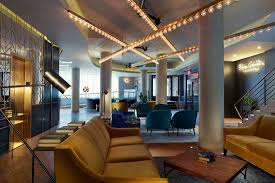 The lobby is warmly lit with lines of filament bulbs, and the deep teal and gold sofas provide a. Grab Your Martini Glasses And Come To This Classy Hotel Review Of The Tillary Hotel Brooklyn Ny Tripadvisor
