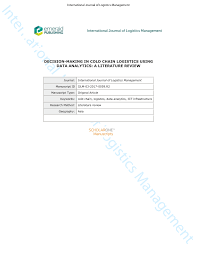 Jurnal nasional / internasional serta format review jurnal mahasiswa. Pdf Decision Making In Cold Chain Logistics Using Data Analytics A Literature Review