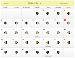 Full Moon Calendar August 2019 Moon Phase Calendar Moon Calendar Moon Schedule