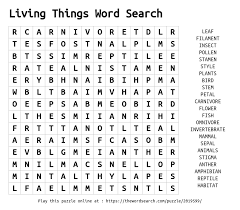 Check spelling or type a new query. Living Things Word Search Word Search