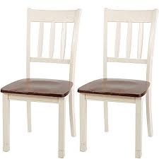 Retro Dining Chair Set Of 2 Two Tone White And Brown Wooden Large Square High Back Casual Formal Vintage Cou Dining Chairs Dining Chair Set Retro Dining Chairs