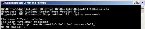 The following vbs script will check your active directory environment for user accounts which are currently locked out. Vbscript To Unlock Ad User Account