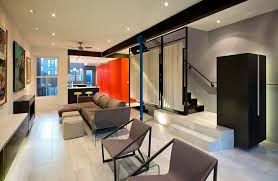 Design ideas for a contemporary storage and wardrobe in sydney. Small Row House Renovation Idea Bold Colors