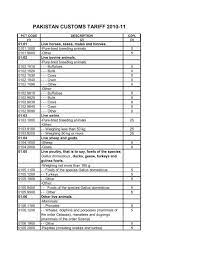 Customs Tariff Pakistan Tanners Association