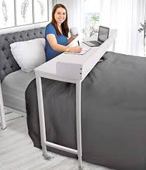 Joy Overbed Table With Wheels Height Adjustable Rolling Bed Desk For Full Queen Beds Mobile Multi Functional Tabl In 2020 Overbed Table Bed Desk Rolling Bed