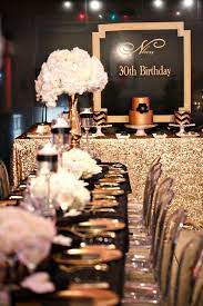 The birthday 30th is an important one. Black And Gold Party Inspiration Perfete 30th Birthday Parties Black Gold Party Gold Party