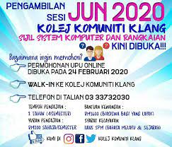 Pengambilan Sesi Jun 2020 Masih Kolej Komuniti Klang Facebook
