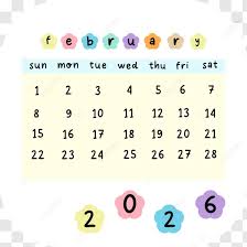 Calend&aacute;rio De Fevereiro De 2026 Com Paleta De Cores Fofas Vetor Modelo para  download gratuito no Pngtree
