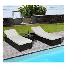 outsunny 3 piece outdoor rattan chaise lounge chair set with side table patio garden wicker furniture pool aosom patio chaise lounge wicker chaise lounge rattan outdoor furniture