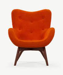 Come.groove through space in style. Doris Accent Armchair Citrus Orange Velvet With Dark Wood Legs Made Com