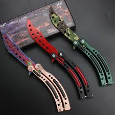 Maybe you would like to learn more about one of these? Colorful Stainless Csgo Steel Practice Butterfly In Knife Balisong Trainer Training Folding Knife Dull Tool Without Cutting Edge Buy At The Price Of 7 60 In Aliexpress Com Imall Com