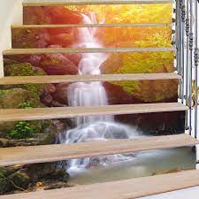 3d Waterfall Stairs Tile Risers Mural Vinyl Decal Wallpaper 6pcs Stickers Decor Casas Decoracion De Unas Madera