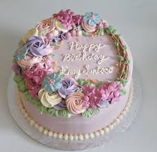 Birthday Cake For Mother Design Flower Buttercream Cake Buttercream Birthday Cake Cake Decorating Cake Decorating Designs