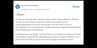 'k heb getwijfeld over belgië. Volkslied De Betekenis Volgens Muziek Encyclopedie