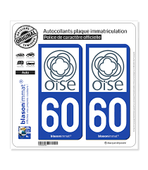 Onderdelen en accessoires, automobilia, emblemen, speldjes, mascottes ! 60 Oise Departement Autocollant Plaque Immatriculation