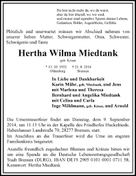 Trauer Gedenken Gedenkseite Von Hertha Wilma Miedtank Spruche Traueranzeige Spruche Trauer Trauer
