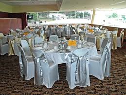 Silver Satin Sash Chair Covers Wedding Boy Baby Shower Centerpieces Elegant Chair