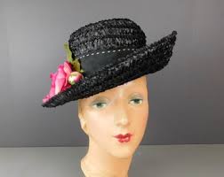 Vintage Bright Green Straw Raffia Hat With Flowers and Tulle, 1960s Wide  Brim, 21 Inch Head, Susan Frank