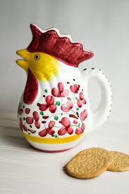 Rooster Pitcher Glazed Handpainted Italian By Sunchowdersvintage 25 00 Chicken Decor Deruta Italian Ceramics Italian Pottery