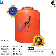 Tangki air rumah memang sangat dibutuhkan di era modern seperti ini, untuk itu dalam memilih tangki air yang diprioritasklan. Harga Tangki Air Tandon Air Toren Air Excel Al 5200 5200 Liter Lucyandri