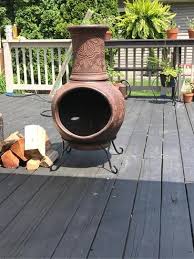 37 In Clay Kd Chiminea With Iron Stand Scroll Kd Scroll The Home Depot Chiminea Iron Pergola Deck With Pergola