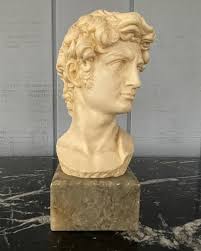 title SOLD Vintage Italian G. Carusi Bust of David, Alabaster