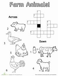 Picture Crossword Farm Animals Worksheet Education Com Farm Animals Activities Word Puzzles For Kids Farm Animals