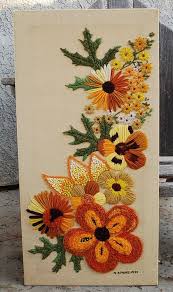Discover novica's collection of wall hangings. Vintage Crewel Embroidery Wall Hanging By Vintagebitsandpieces Crewel Embroidery Kits Crewel Embroidery Embroidery Kits