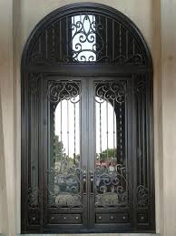 Luxury Wrought Iron Entry Door With Transom And Sidelites Iron Doors Entry Doors Wrought Iron Doors