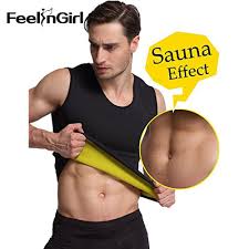 Feelingirl Mens Hot Sweat Body Shaper Vest Tummy Fat Burner Slimming Sauna Tank Top Weight Loss Shapewear Black C5