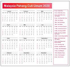 Cuti sekolah dan cuti perayaan untuk tahun 2020 dah ada. Pahang Cuti Umum Kalendar 2020