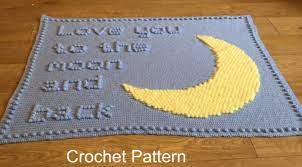 Crochet Pattern Baby Blanket Love You To The Moon And Back Intarsia