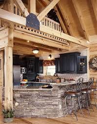 Pine Stone Black Cabinets Log Home Living Small Log Homes Log Homes