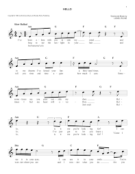 I've been alone with you inside my mind and in my dreams i've kissed your lips a thousand times. Hello Sheet Music Lionel Richie Lead Sheet Fake Book