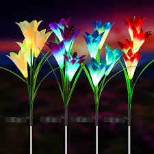 Check spelling or type a new query. Buy Outdoor Solar Flower Lights 4 Pack Solar Garden Lights With 16 Larger Lily Flowers Waterproof 7 Color Changing Solar Garden Stake Lights For Garden Patio Yard Pathway Decoration Online In Vietnam B092m98qcc