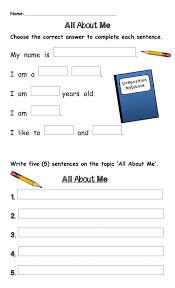 All About Me Interactive Worksheet Sentence Writing School Activities All About Me