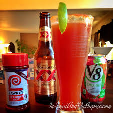 Red Beer Beer Of Choice V8 Or Clamato Lime Lawry S Salt Rim Topper Chilled Pilsner Glass Rim Top With Slice Of Lime And Di Red Beer Slice Of Lime Salted Rim