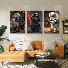 Star Wars Sevimli Jedi Efsane Film Karakteri Üçlü Kombin 3 lü Set Kanvas  Tablo