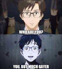 I M Glad I M Not The Only One Who Noticed The Resemblance Between Shinichi And Yuri But Yes Yuri Is Way Gayer And I Love Him Yuri On Ice Anime Anime Crossover