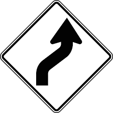 A stop sign is present at the intersection ahead. Reverse Curve Black And White Clipart Etc