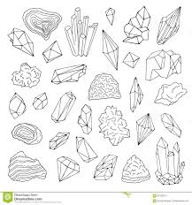 Black And White Gemstone Drawing Photo About Minerals Gems Crystals Isolated Black And White Vector Illustration Hand Drawn Set Illust Minerals Illustration Drawing Set Crystal Illustration