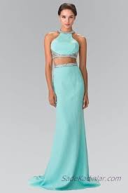 2019 Bustiyer Abiye Modelleri Su Yesili Halter Yaka Tas Isleme Detayli The Dress Aksam Elbiseleri Resmi Elbise