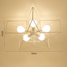 In rec rooms, bedrooms and nurseries, adding kids'. Pentagram Star Ceiling Light Fixtures Children S Room Bedroom Modern Wrought Iron White Yellow Gold