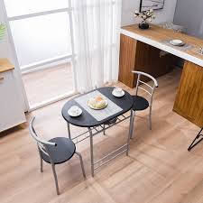 Tiny bistro tables and and compact chairs are eminently more practical for outdoors than big hulking monster pieces, because you can easily carry them from. 3 Piece Dining Set Compact 2 Chairs And Table Set With Metal Frame And Shelf Storage Bistro Pub Breakfast Space Saving For Apartment And Kitchen Wish