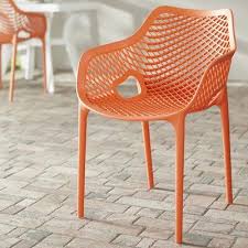 Mercury Row Curnutt Stacking Patio Dining Chair Set Of 2 Finish Orange Patio Rocking Chairs Patio Dining Chairs Outdoor Dining Chairs