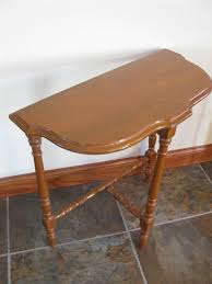 Vintage Half Moon Side Table 3 Legged Table Small Wood Etsy Wood Table Side Table Wood