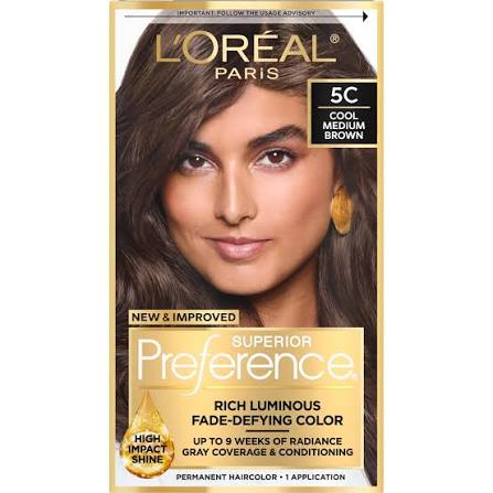 L'Oreal Paris Superior Preference Fade-Defying Permanent Hair Color, Cool  Medium Brown, 1 kit - Walmart.com