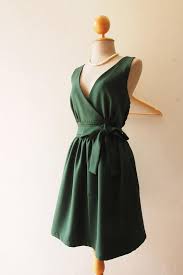 Green Bridesmaid Dress Forest Green Party Dress V Neck Surplice Dress Vintage Sundress Green Summer Green Party Dress Green Summer Dresses Swing Dance Dress