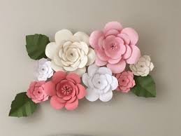 Brendas hand made paper flowers. Handmade Paper Flowers For Pink And White Nursery Wall Art Handmade Flowers Paper Paper Flowers Diy Paper Flower Wall